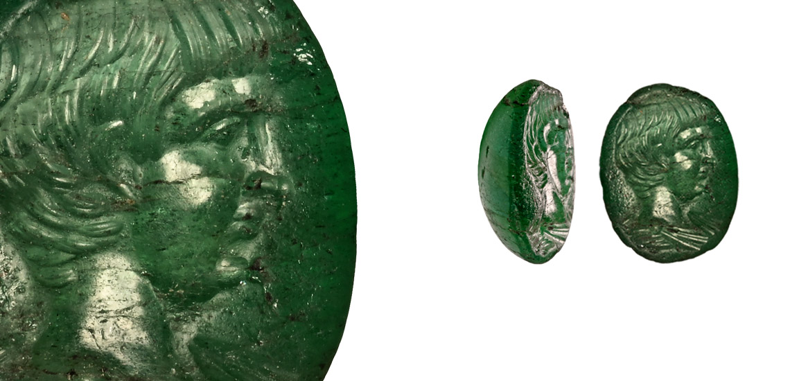 Roman Emerald Gemstone with Portrait of Young Nero